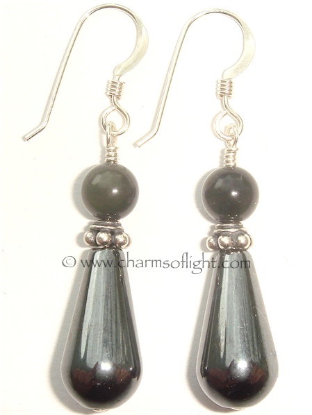Hematite & Obsidian Earrings